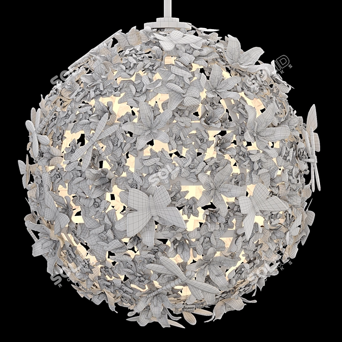 Porcelain Flower Chandelier Bouquet 3D model image 3