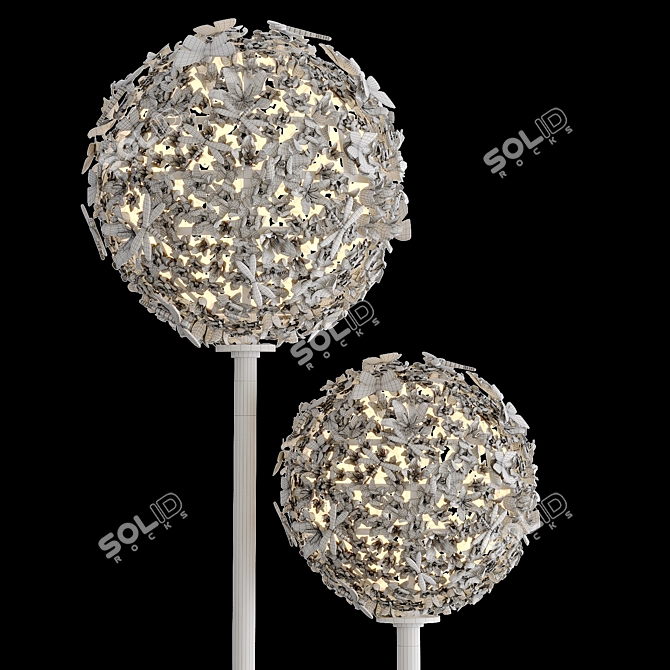 Porcelain Flower Floor Lamp 3D model image 2