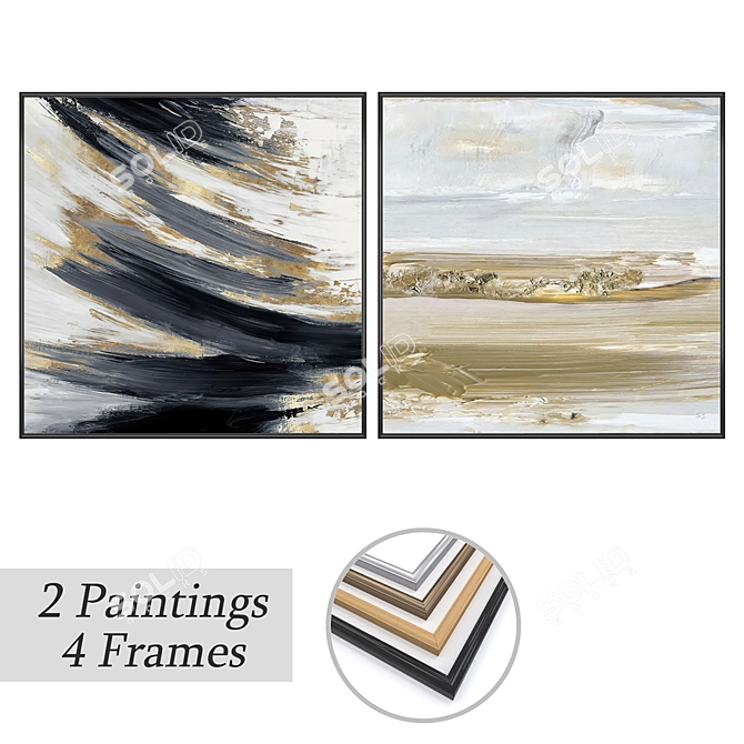 Dual Painting Set with Frames 3D model image 1