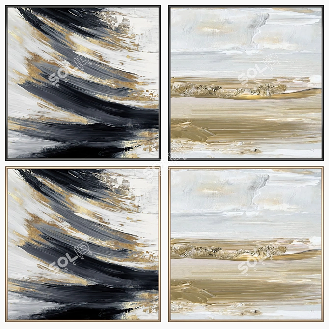 Dual Painting Set with Frames 3D model image 2