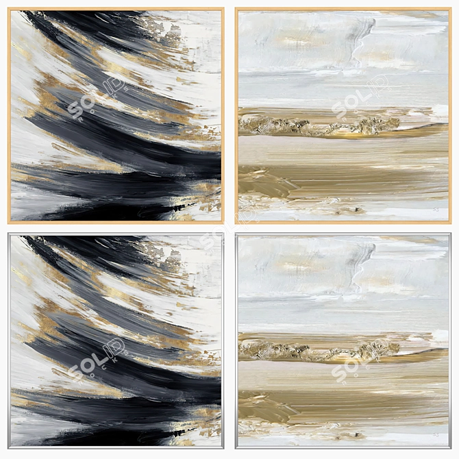 Dual Painting Set with Frames 3D model image 3