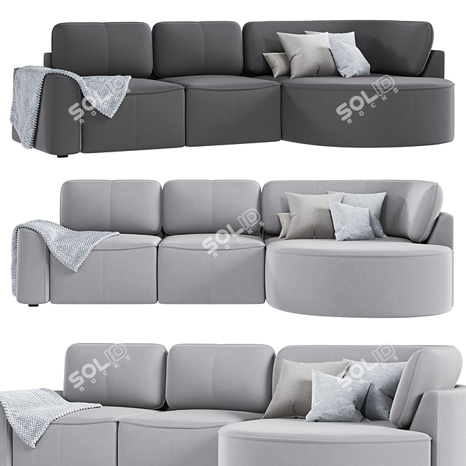 Elegant Shera Velvet Grey Sofa 3D model image 1