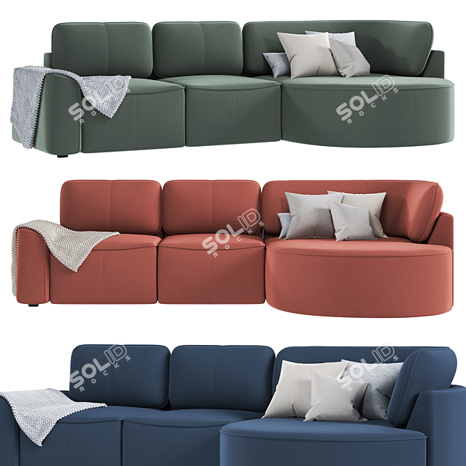 Elegant Shera Velvet Grey Sofa 3D model image 2