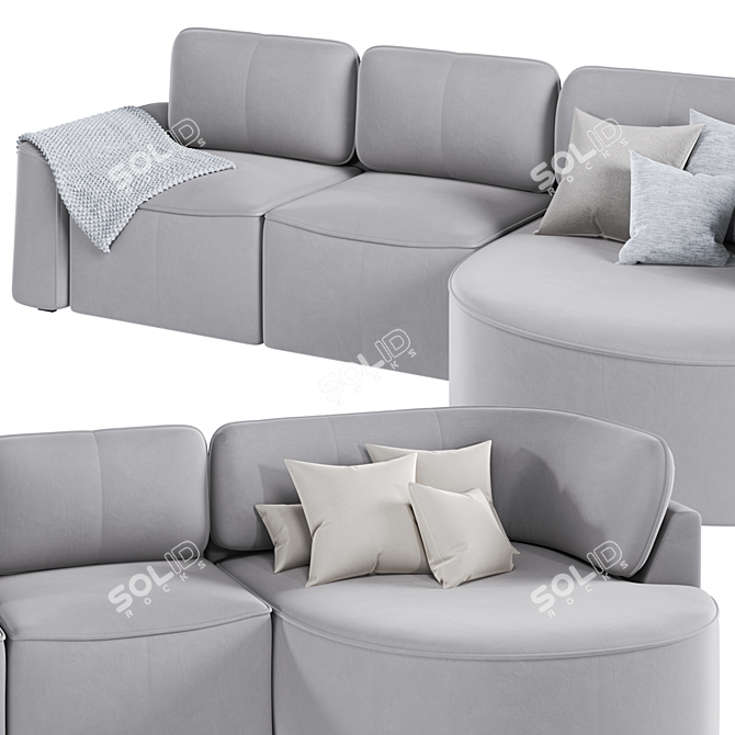 Elegant Shera Velvet Grey Sofa 3D model image 3