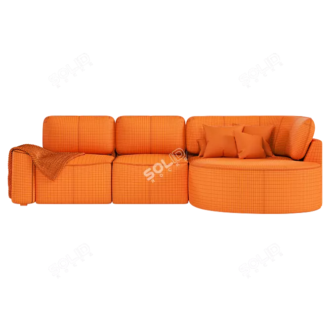 Elegant Shera Velvet Grey Sofa 3D model image 4