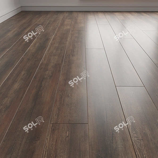 Dark Wood Flooring Planks 3D 3D model image 1