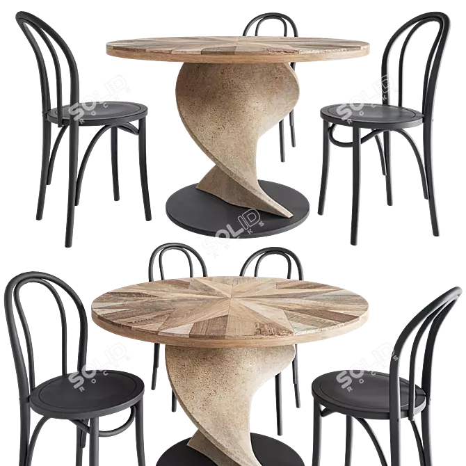 Elegant Twist Dining Set 3D model image 2