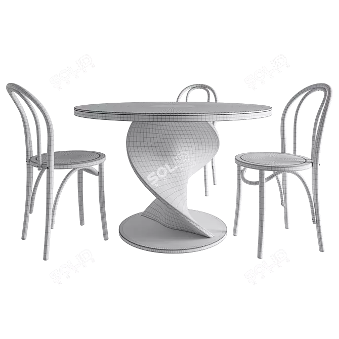 Elegant Twist Dining Set 3D model image 3