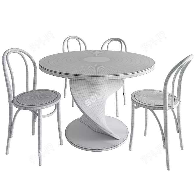 Elegant Twist Dining Set 3D model image 4