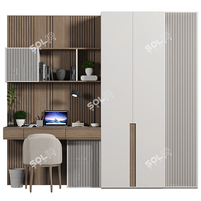 Modern Wood Office Furniture Set 3D model image 1