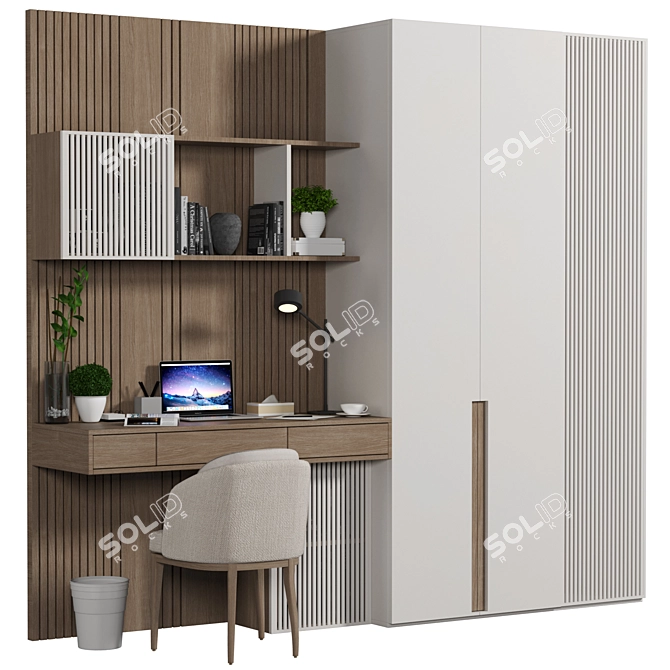 Modern Wood Office Furniture Set 3D model image 2