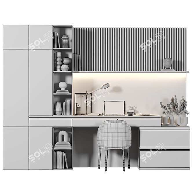 Sleek Wood Home Office Set 3D model image 4