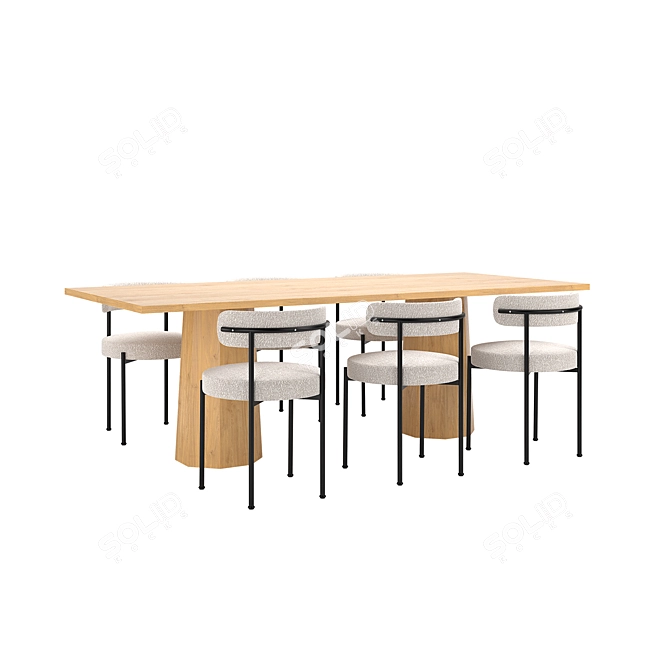 Modern Dining Set with Seating 3D model image 3