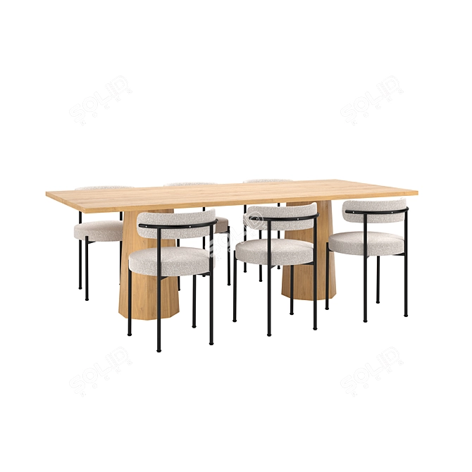 Modern Dining Set with Seating 3D model image 4