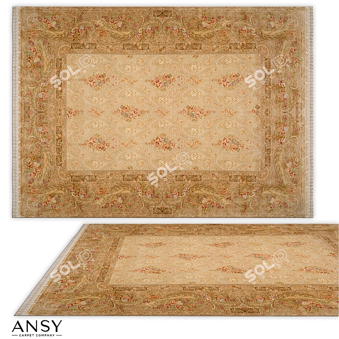 Handmade Silk Aubusson Classic Rug 3D model image 1