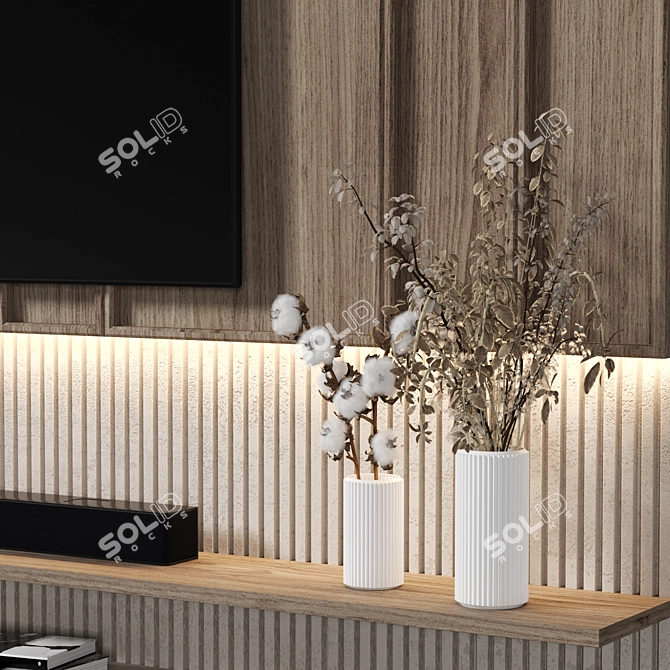  Modular Wood 4K TV Wall 3D model image 3