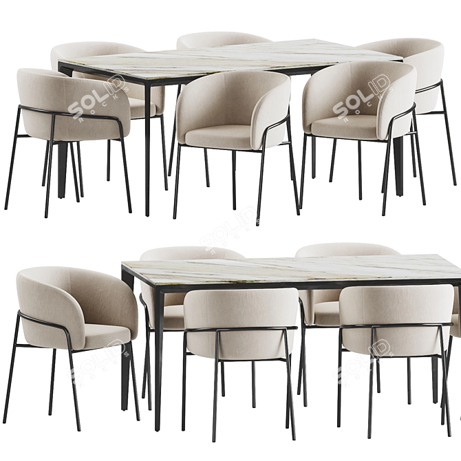 Stylish Dining Set with Laika Chair 3D model image 1