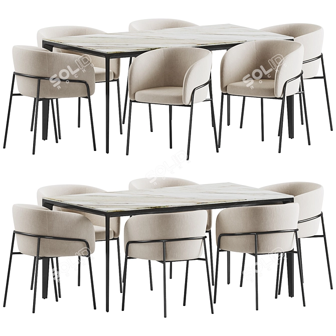 Stylish Dining Set with Laika Chair 3D model image 2