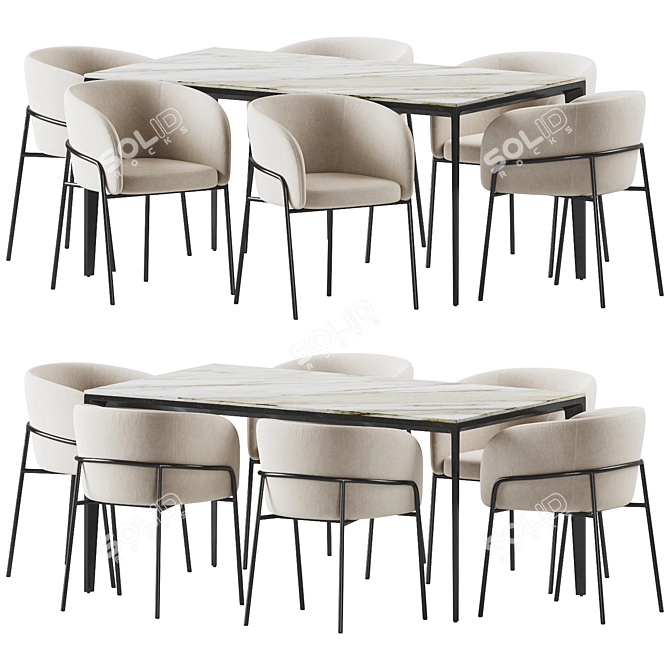 Stylish Dining Set with Laika Chair 3D model image 3