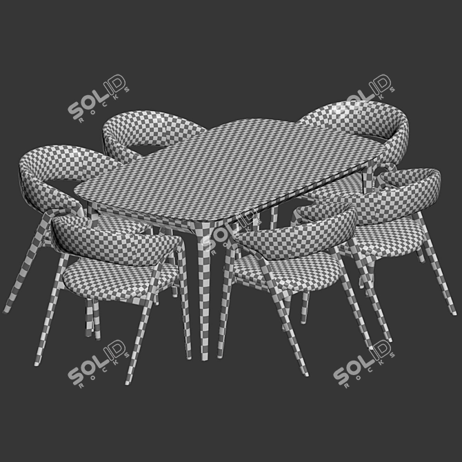 Title: Sleek Dining Set with Arc Chair 3D model image 4