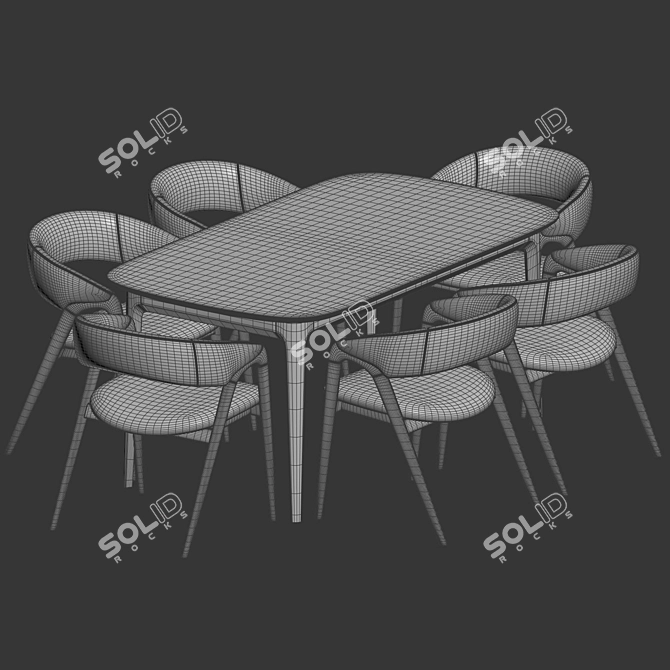 Title: Sleek Dining Set with Arc Chair 3D model image 5