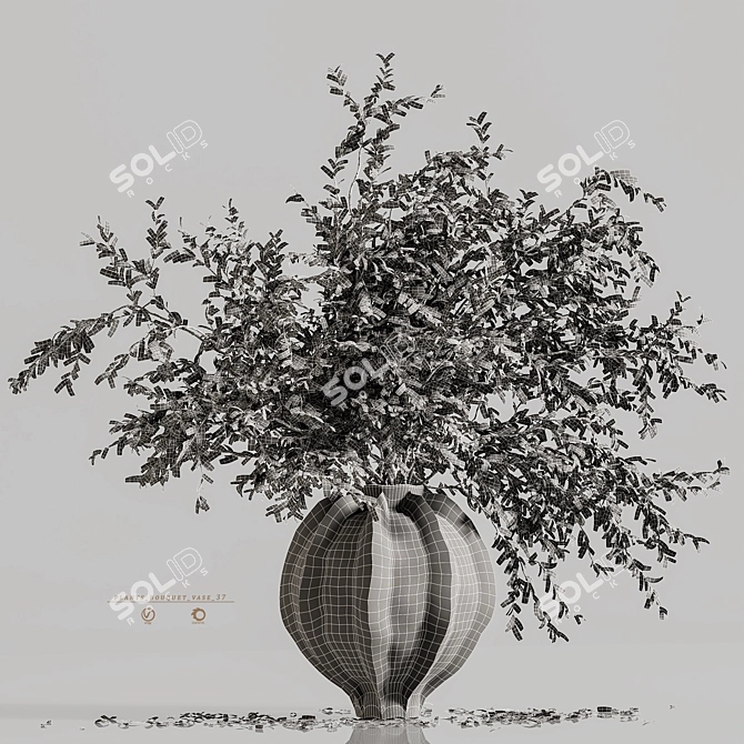 Elegant Plants Bouquet Vase 37 3D model image 8