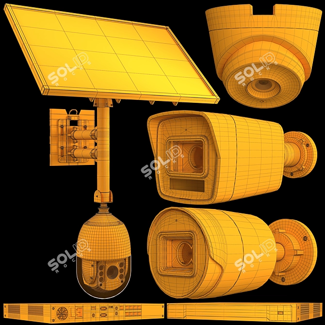 Solar-Powered Hikvision CCTV Camera 3D model image 6