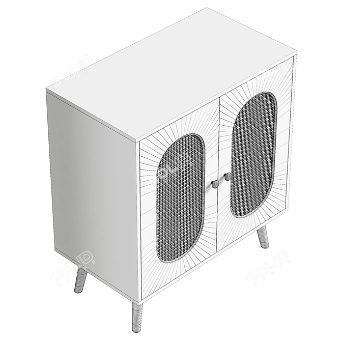 UV Unwrapped Tall Door Accent Cabinet 3D model image 6