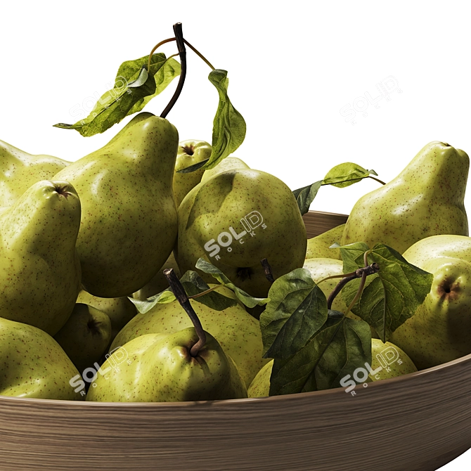 Premium Realistic Pears with Leaves 3D model image 2