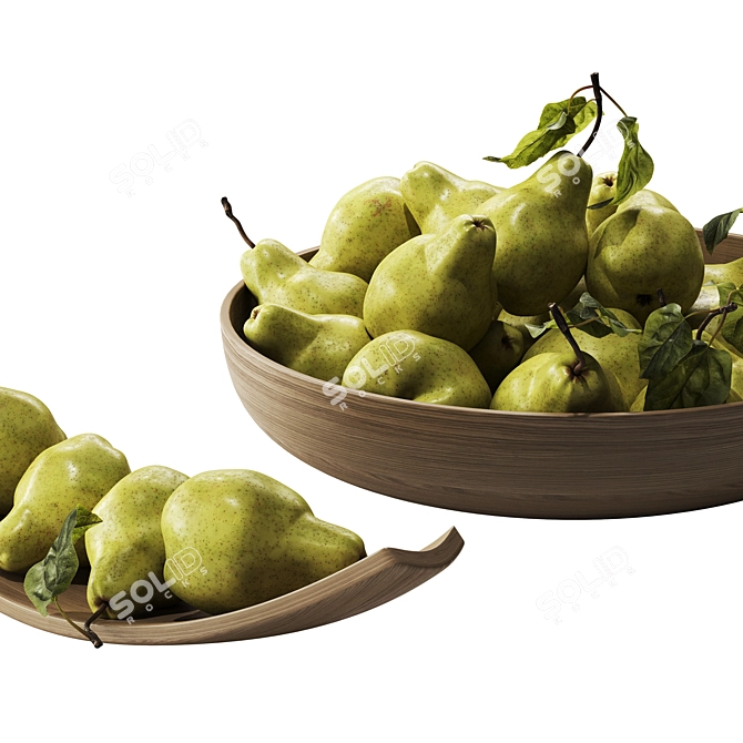 Premium Realistic Pears with Leaves 3D model image 3