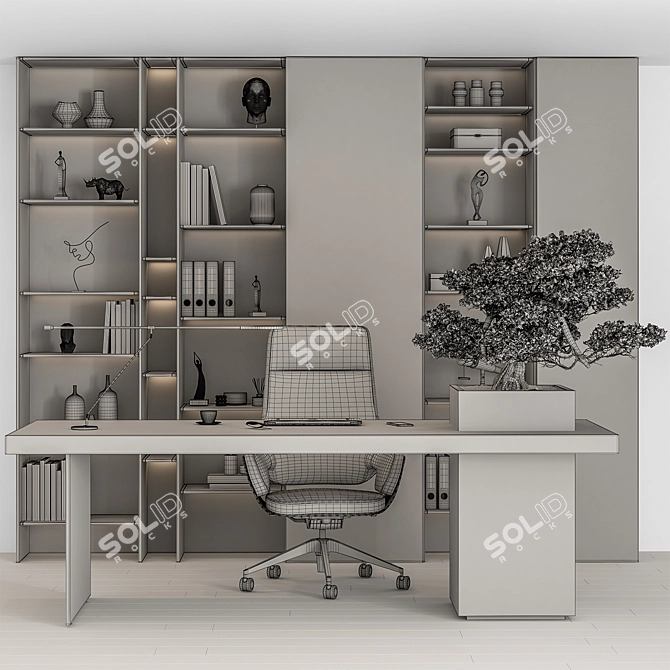 Executive Boss Desk 528 3D model image 4