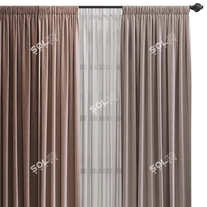 Folded & Retopologized Curtain 3D model image 3