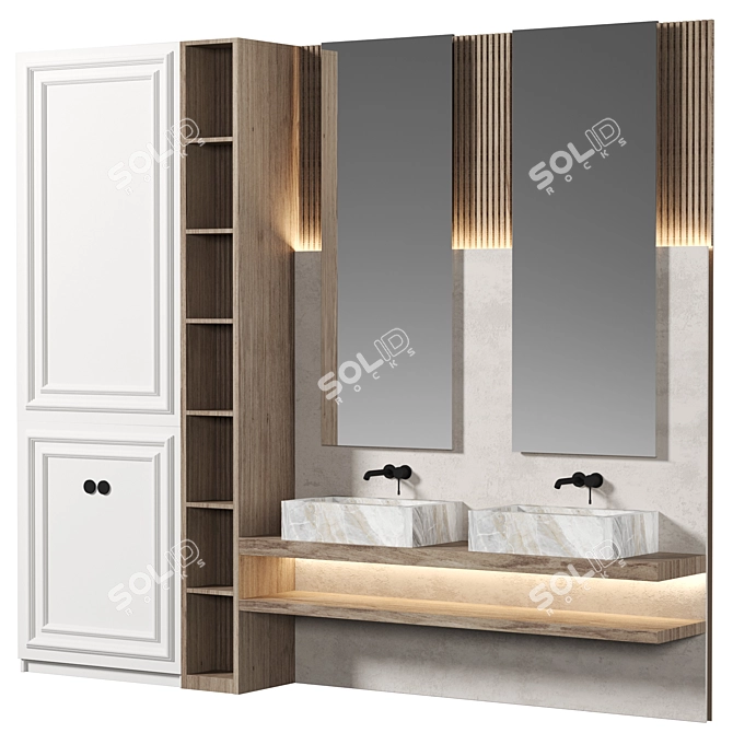 Luxury Bathroom Furniture Set 3D 3D model image 2