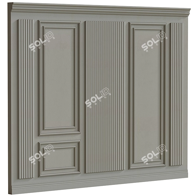 Decorative Stucco with Molding - Set of Two Panels 3D model image 4