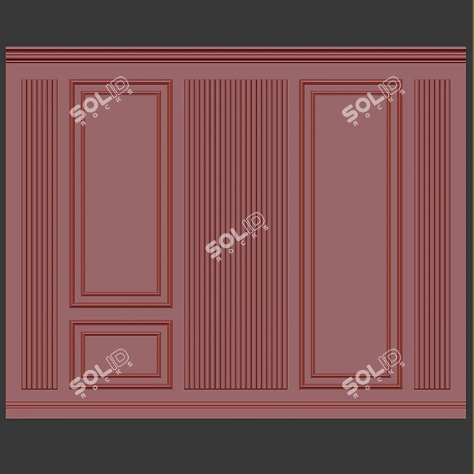 Decorative Stucco with Molding - Set of Two Panels 3D model image 6