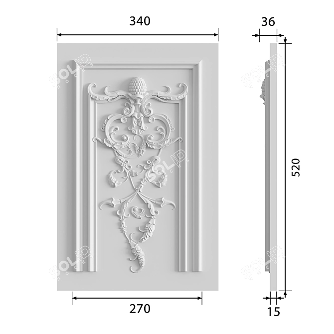 Flush Mounted Decorative Insert №110 3D model image 2