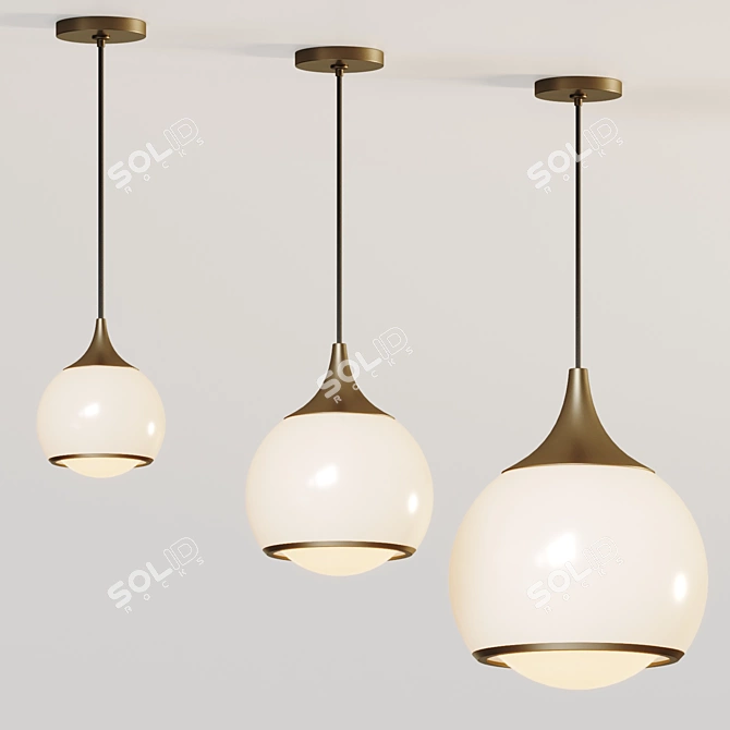 Modern Dome Pendant Light with Opal Glass 3D model image 2