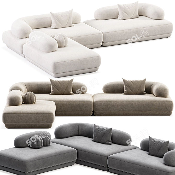 Modern Bumper Sectional Sofa Design 3D model image 1