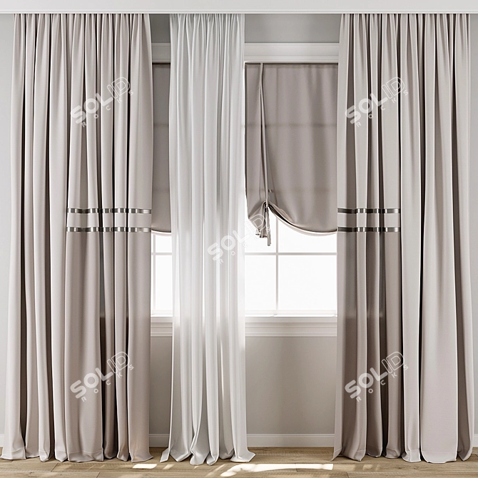 Versatile Curtain 3D Model Set 3D model image 1