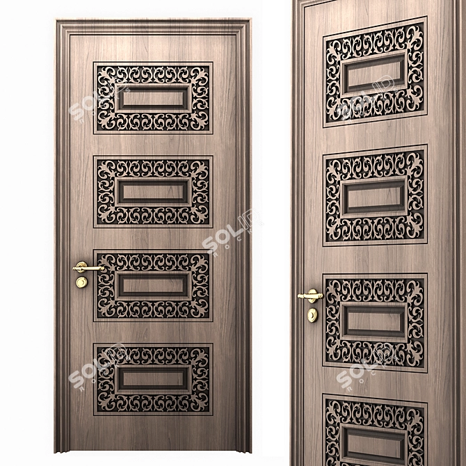  Baroque Style Classic Door 3D model image 1