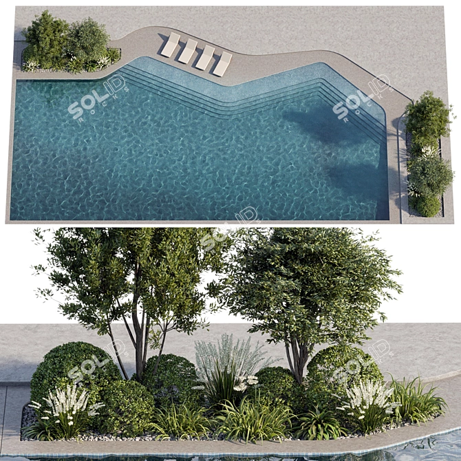 Beautiful Detailed Swimming Pool Model 3D model image 1