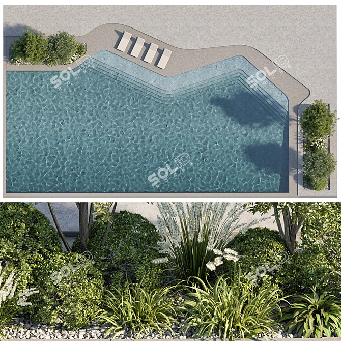 Beautiful Detailed Swimming Pool Model 3D model image 4