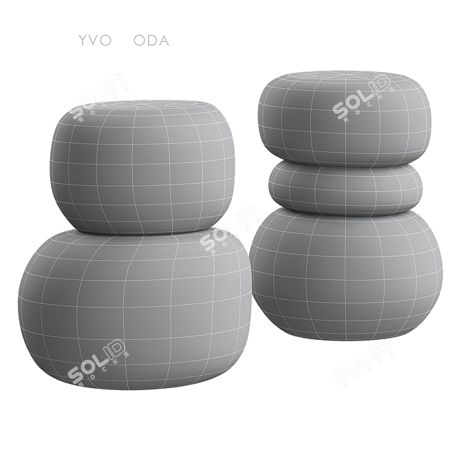 Betonlook Side Table Minimalist Green/Grey 3D model image 2