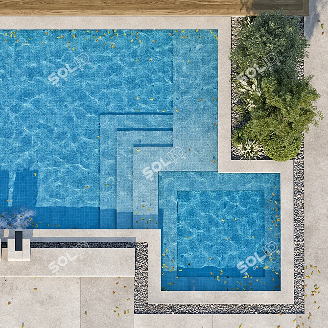 Luxury Pool with Waterfall Model 3D model image 4