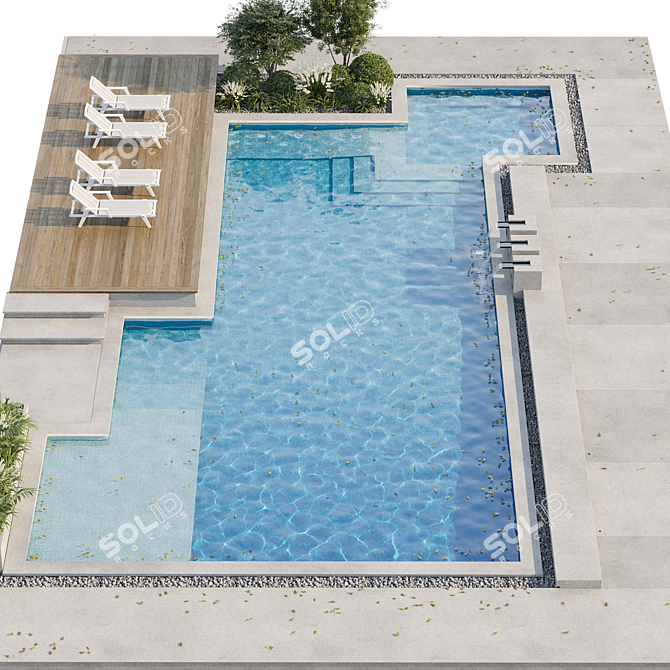 Luxury Pool with Waterfall Model 3D model image 5