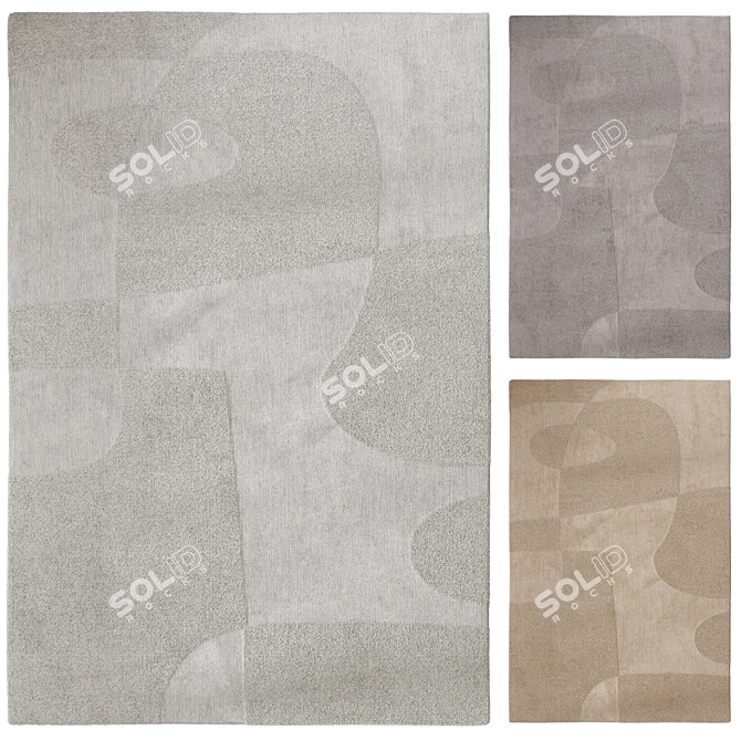 Beige YUKA Rug with Displacement Technology 3D model image 1