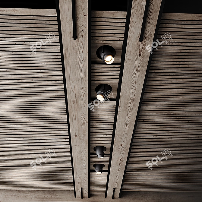 Wooden Ceiling Light Fixture 3D model image 1