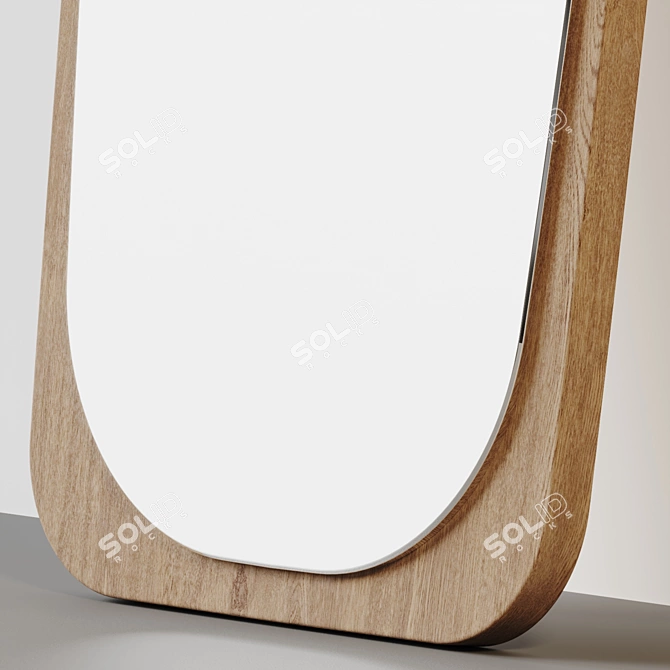  Retro Walnut Wood Floor Mirror 3D model image 3