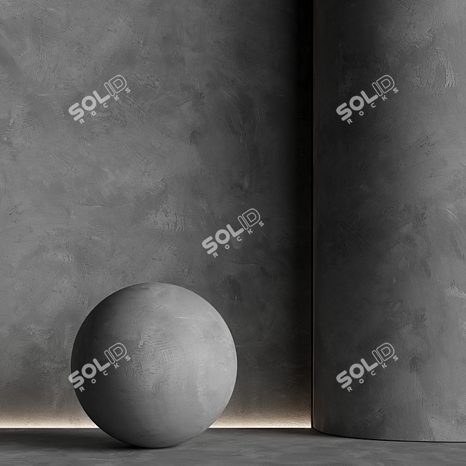 Seamless Gray Decorative Plaster 3D model image 1