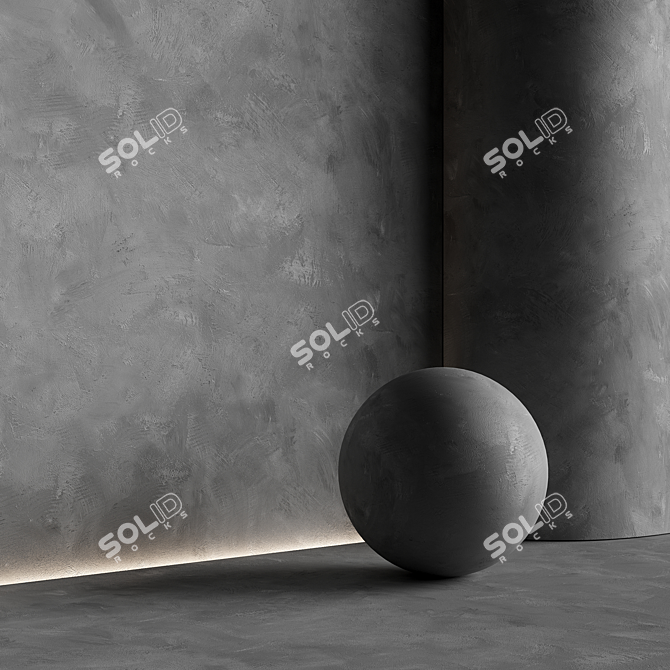 Seamless Gray Decorative Plaster 3D model image 2